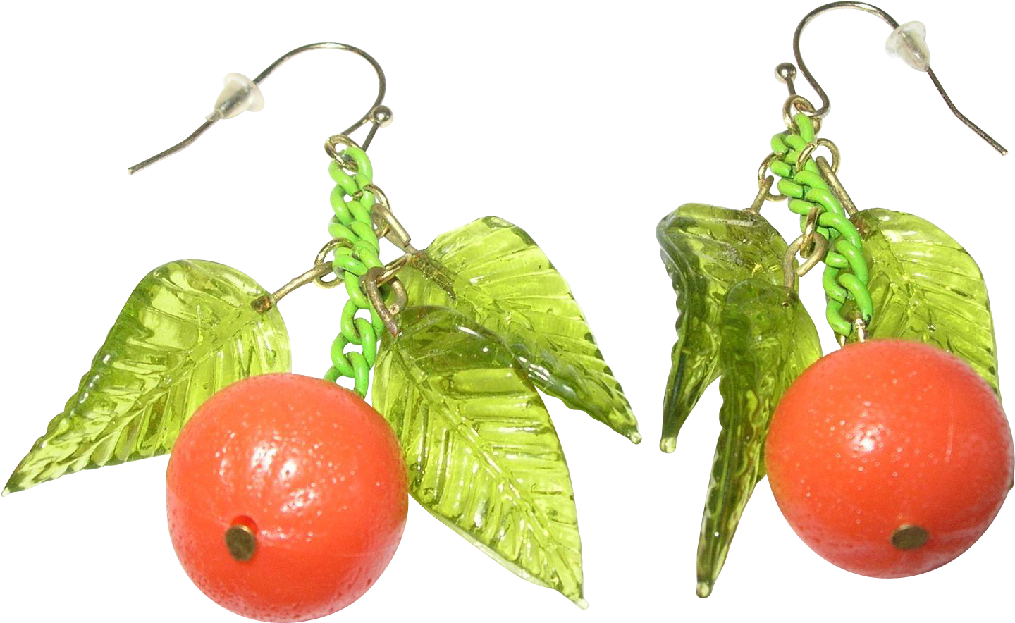 Vintage Earrings Oranges Glass Leaves - Earrings (1439x1439)