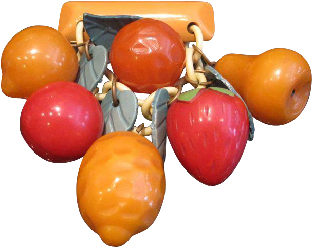 Bakelite Multi Fruit Dangle Pin - Bush Tomato (606x606)