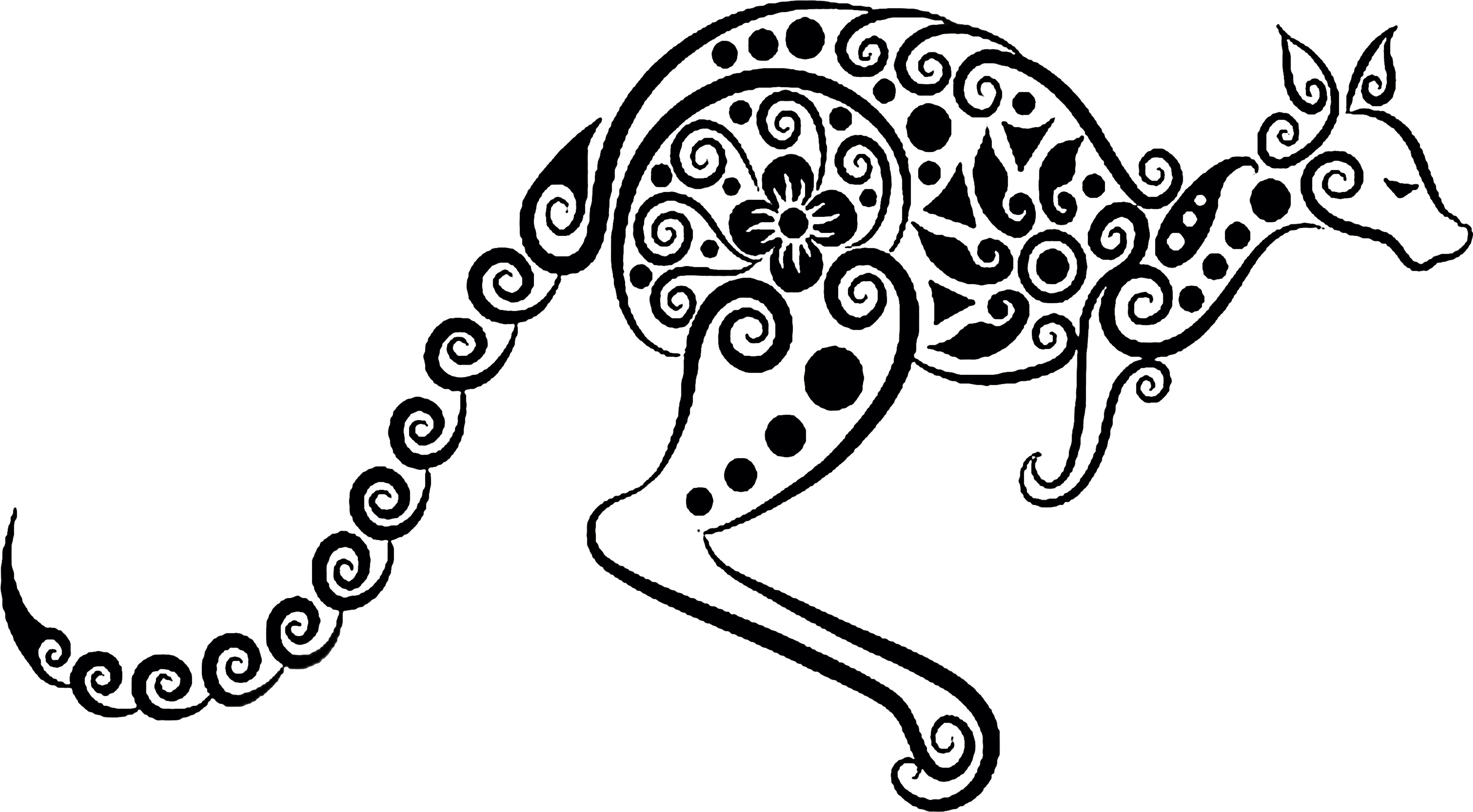 Kangaroo Tattoo Ornament Clip Art - Australian Tattoo Kangaroo (5000x5000)