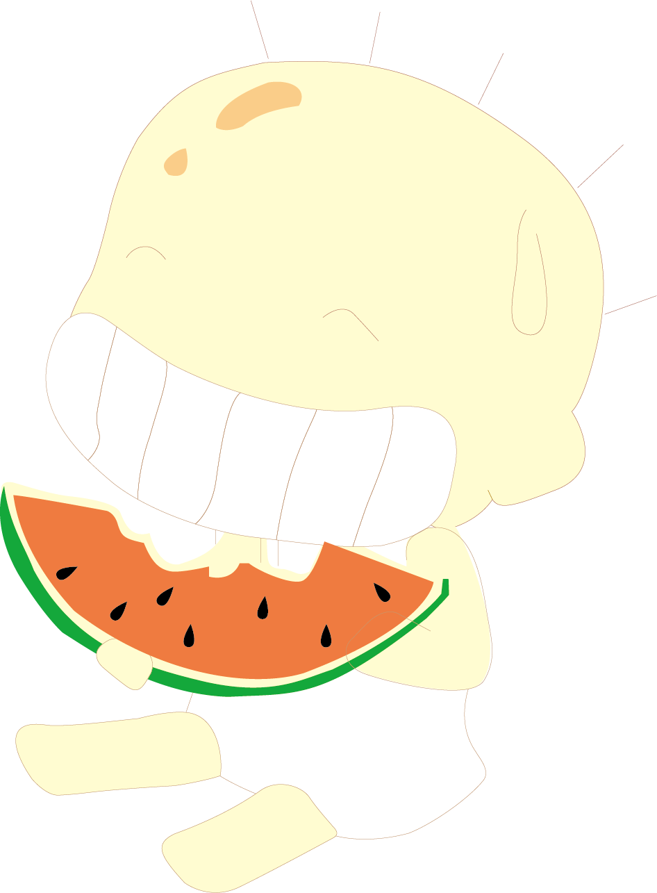 Watermelon Eating Cartoon Child - Illustration (946x1285)