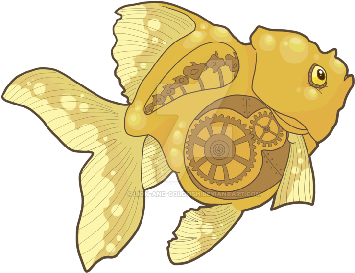 Transparent Clockwork Goldfish By Lion And Goldfish - Painting (900x736)