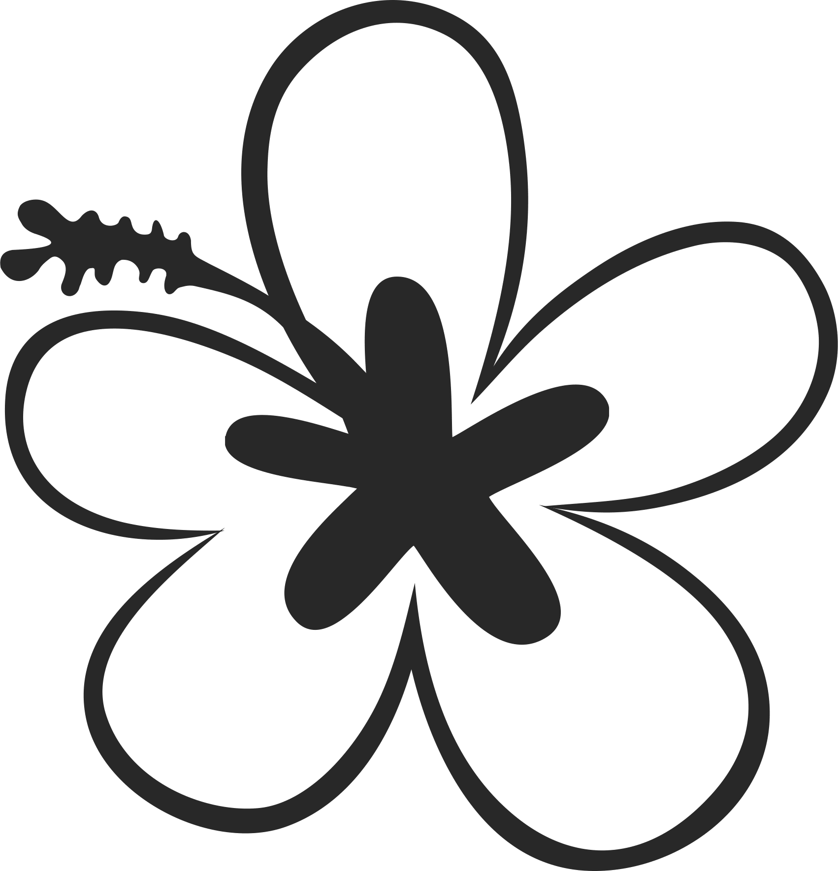 Striking Hibiscus Outline Rubber Stamp - Striking Hibiscus Outline Rubber Stamp (1702x1770)