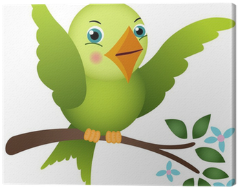 Cuadro En Lienzo Pájaro Verde En Rama De Árbol • Pixers® - Tree (400x400)