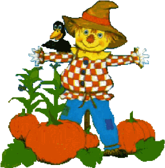 Scarecrow Clipart Animated - Scarecrow And Pumpkins Clip Art (350x350)
