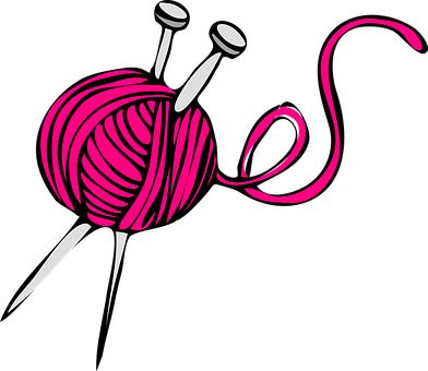 Pink Knit Yarn Needles Wool Yarn Yarn Yarn - Knitting Drawing (392x340)