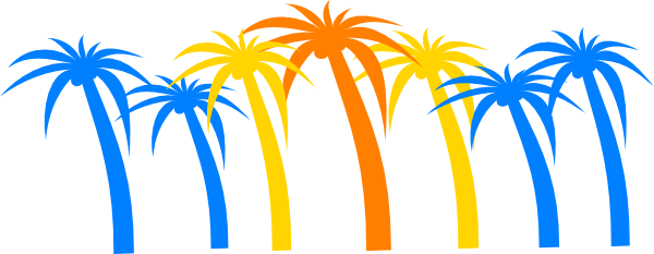 Palm Tree Clipart Surfboard - Palm Tree Clip Art (600x233)