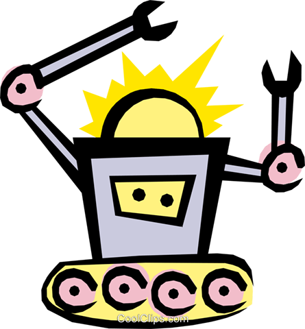 Out Of Control Robot Royalty Free Vector Clip Art Illustration - Out Of Control Robot Royalty Free Vector Clip Art Illustration (445x480)