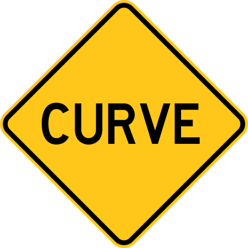 Curve Warning Trail Sign Yellow - Things That Are Diamond Shapes (500x500)
