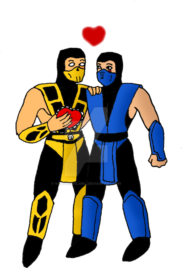 Scorpion X Sub Zero Happy Valentines Day By Voltarevilgirl - Scorpion X Sub Zero (753x1062)