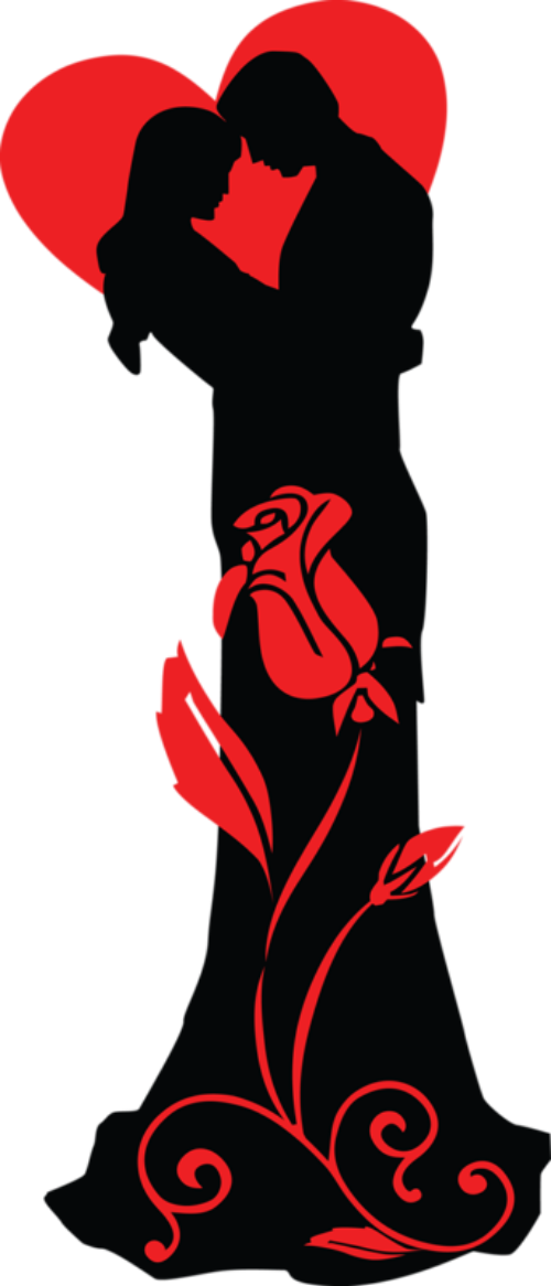 Happy Valentine's Day - Couple Silhouette (500x1166)