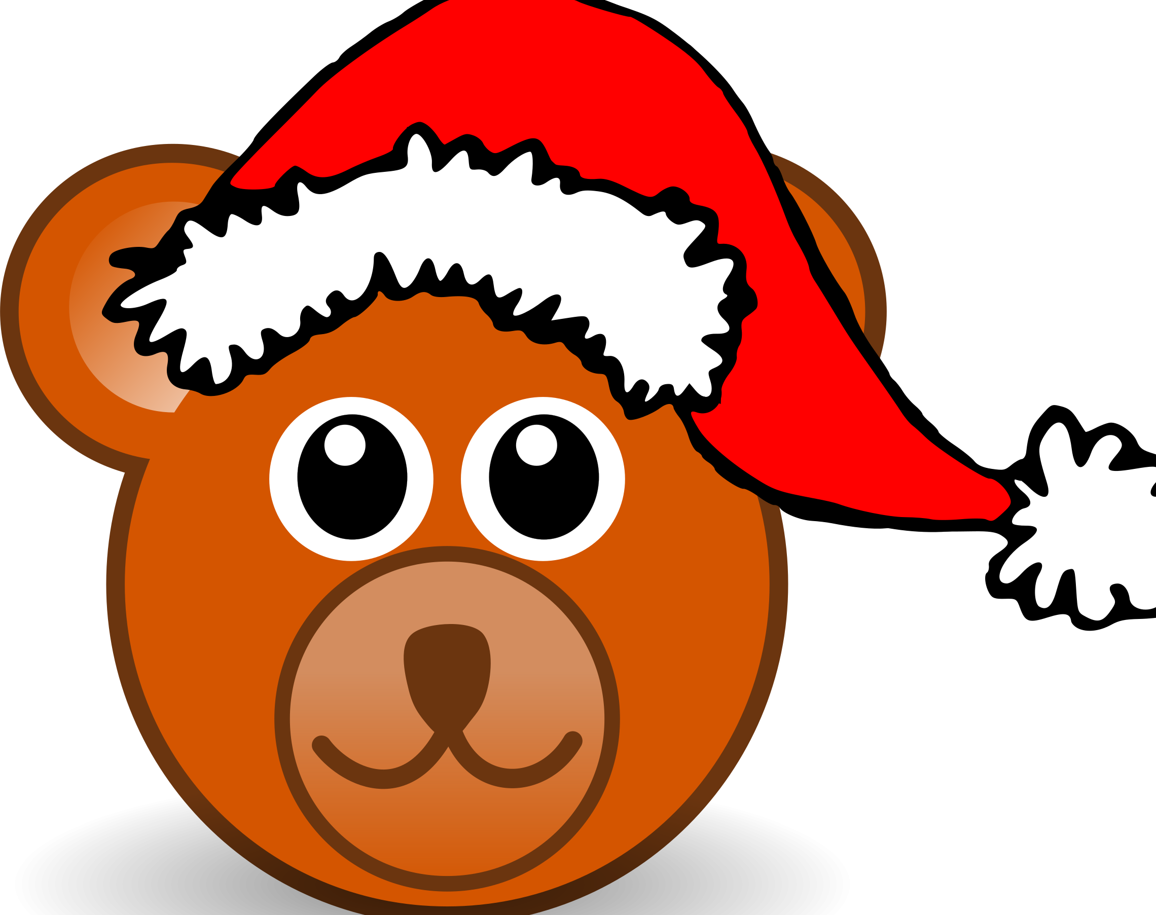 Funny Teddy Bear Face Brown With Santa Claus Hat By - Cartoon Bear Face (2280x1805)