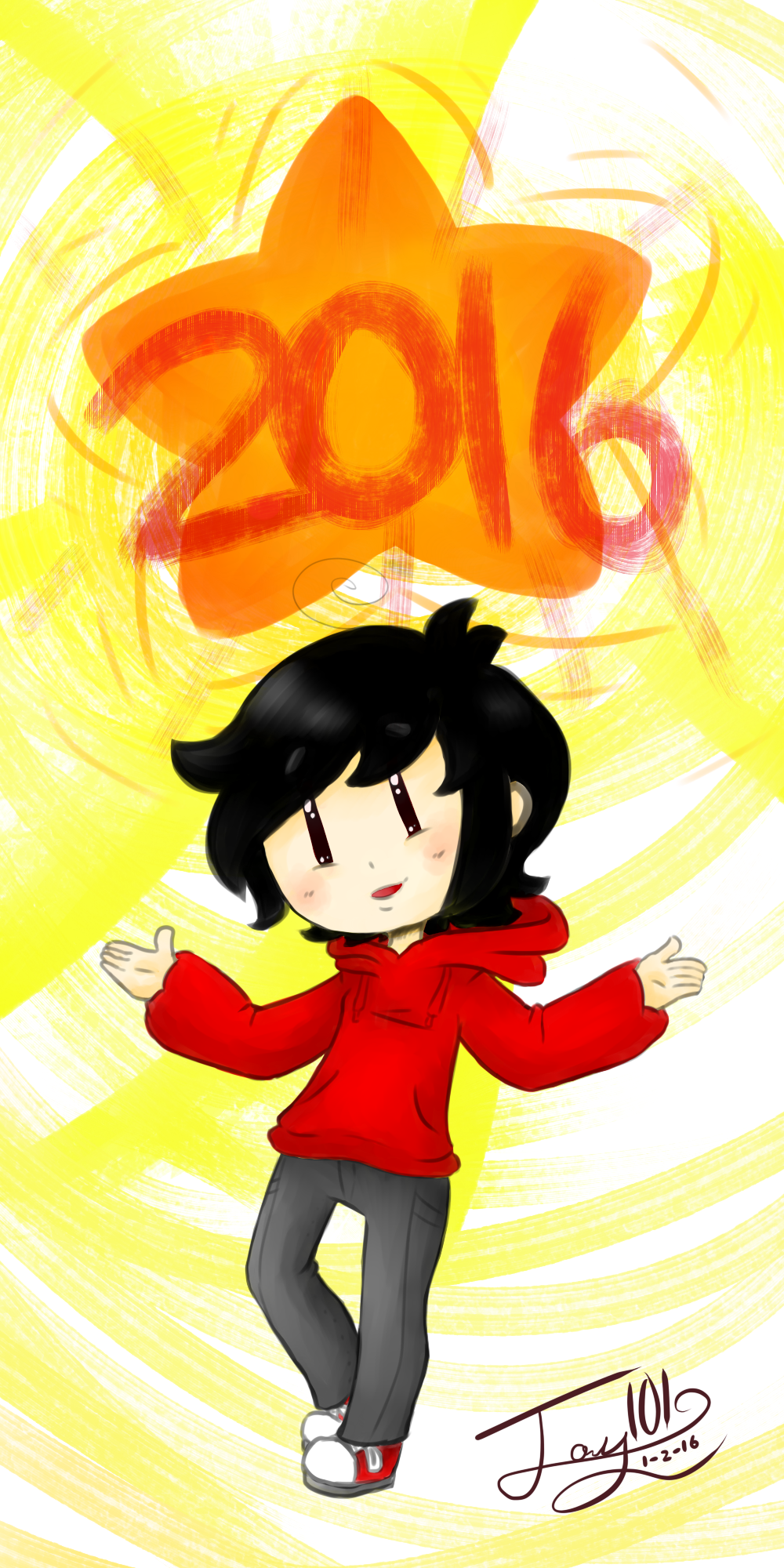 Happy New Year By Jay101 - Cartoon (1000x2000)