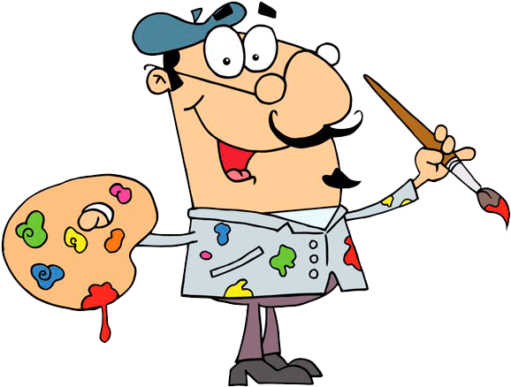 Vector Graphics Painting Clip Art Cartoon Artist - Artist Clipart (604x475)