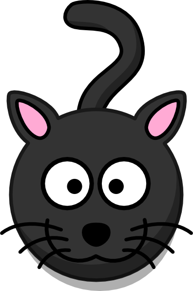 Black Cat Head And Shadow Clip Art At Clker - Black Cat Face Clipart (396x597)