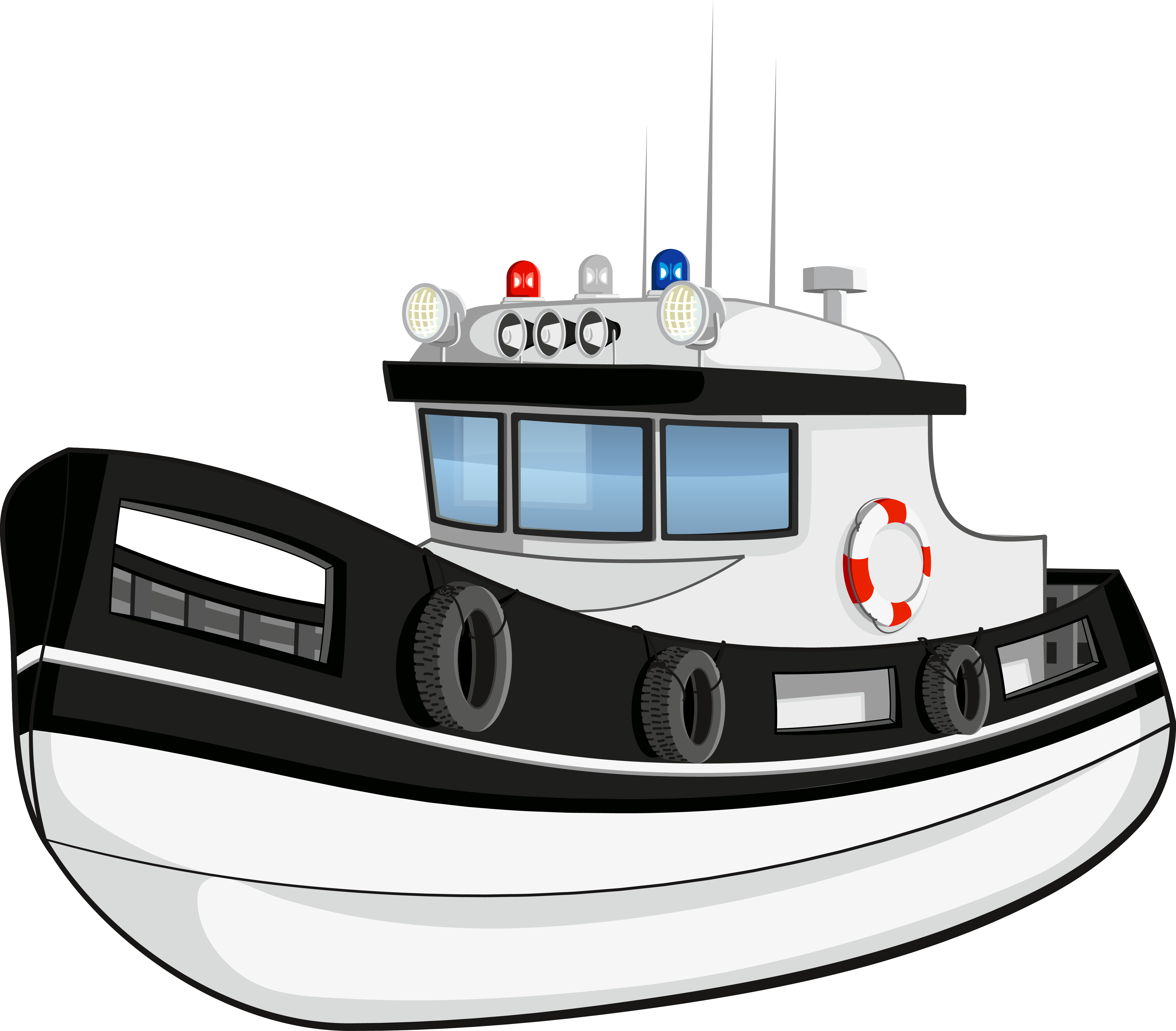 Cartoon Police Watercraft Illustration - Water Transport Images Clipart (4860x4259)