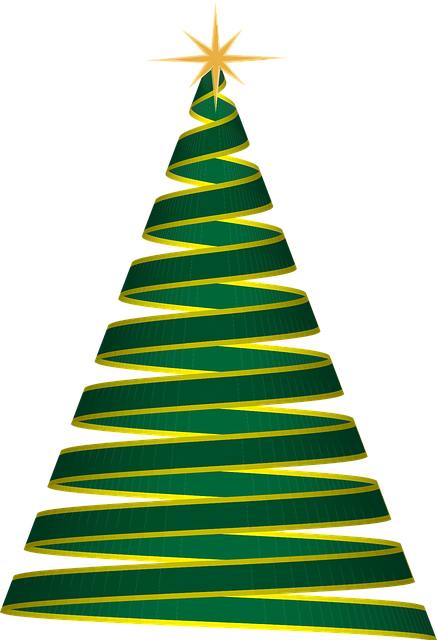 Christmas Tree, Ribbon, Green, Christmas, Tree, Holiday - Árvore De Natal De Fita (437x640)
