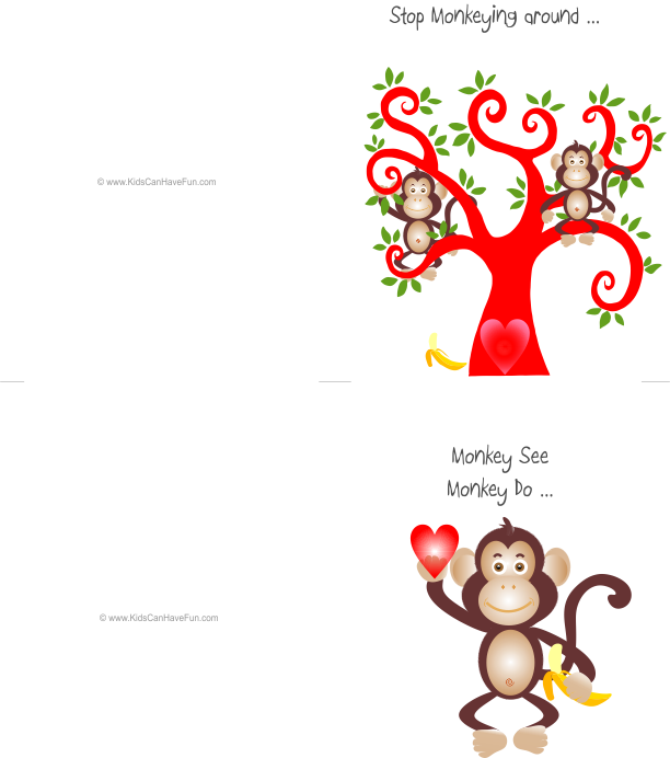 Tree Monkey Valentine's Day Cards - Welcome Quotes For Classroom (612x692)