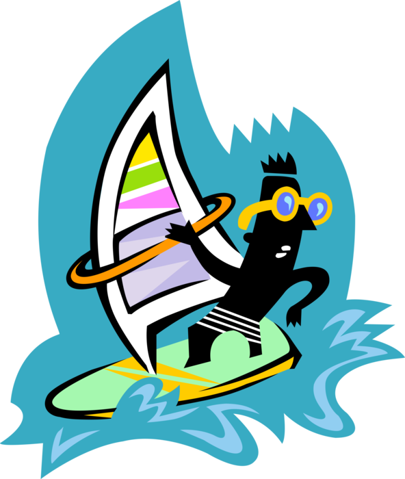 Vector Illustration Of Windsurfing Windsurfer Powered - Vector Illustration Of Windsurfing Windsurfer Powered (592x700)