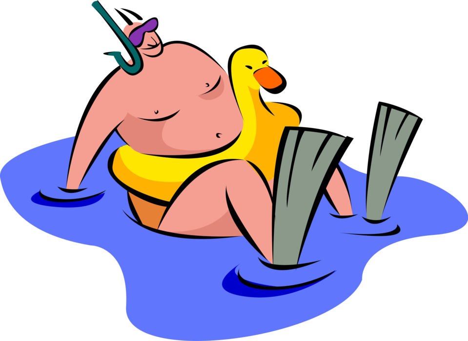 Vector Illustration Of Overweight Obese Fat Man At - Fat Man On Beach (959x700)