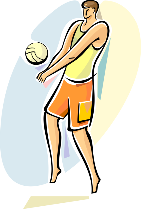 Vector Illustration Of Sport Of Beach Volleyball Player - Cartoon (473x700)