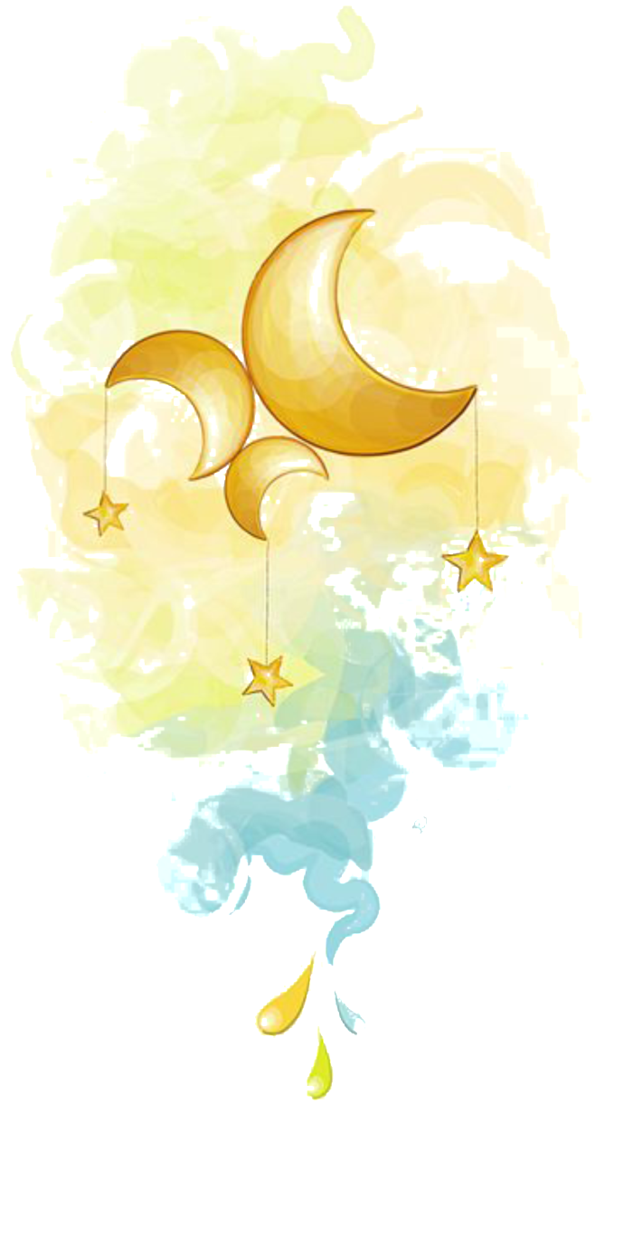 Painted Fairy Moon And Star Pattern Elements - Portable Network Graphics (1024x1687)