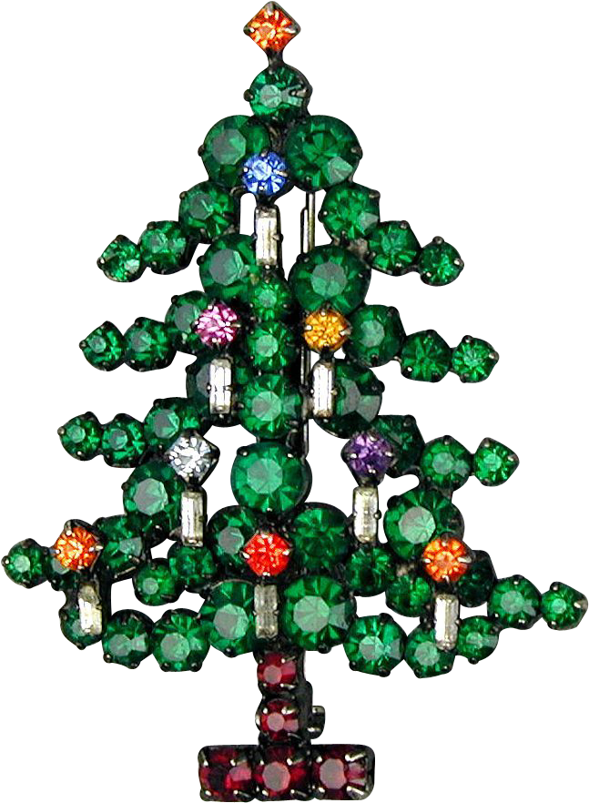 Vintage Austrian Crystal Christmas Tree Pin Brooch - Christmas Tree (881x881)