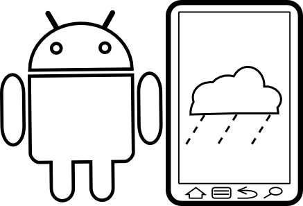 Andro#and-andro#rain - Robot Clipart Black And White (437x297)