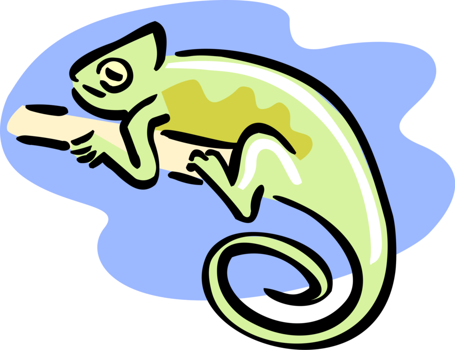 Vector Illustration Of Chameleon Reptile Lizard On - Paint (911x700)