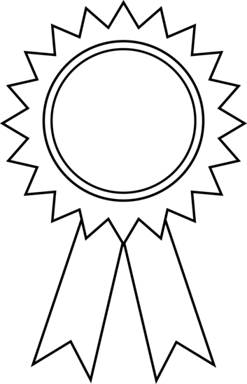 Award Ribbon Clipart Outline - Award Ribbon Clipart Black And White (353x550)