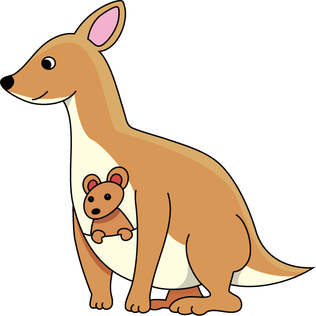 Joey Kangaroo Clip Art - Kangaroo And Joey Cartoon (633x633)
