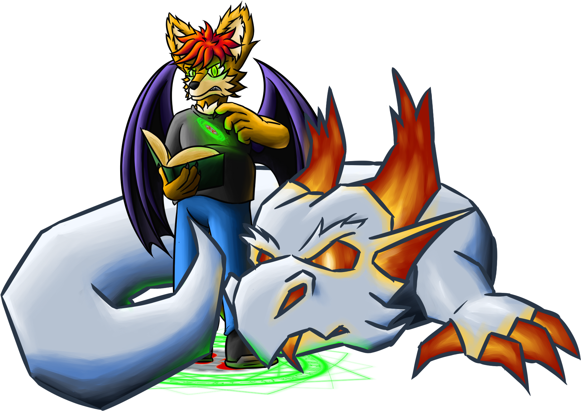 Fire-metal Sign "silver Dragon's - Cartoon (2164x1420)