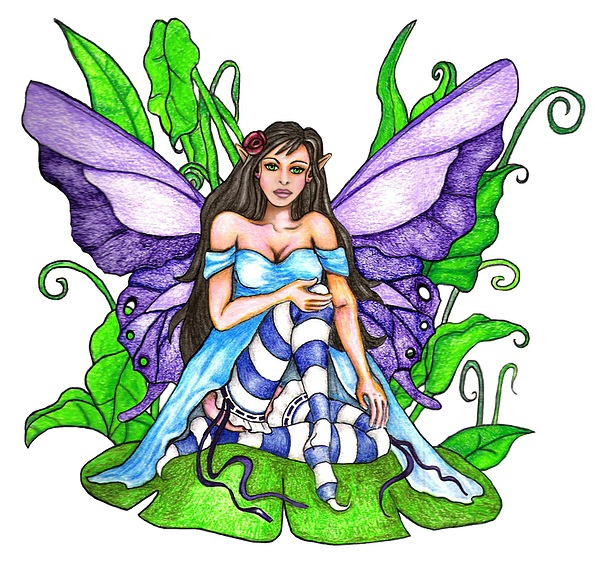 Lovely Lily Pad Fairy Drawing - T-shirt (600x570)