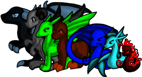 Dark Dragon Light Dragon Wind Dragon Earth Dragon Ice - Cartoon (500x250)