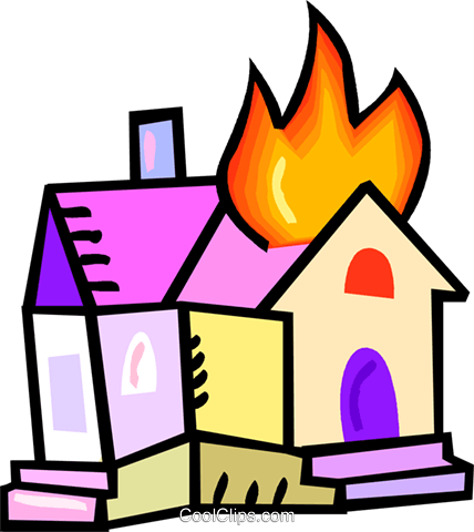 House On Fire Royalty Free Vector Clip Art Illustration - Slam 3d Map Update (428x480)