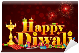 Vector Illustration Of Happy Diwali With Diya And Fire - Happy Diwali And Dhanteras (400x400)