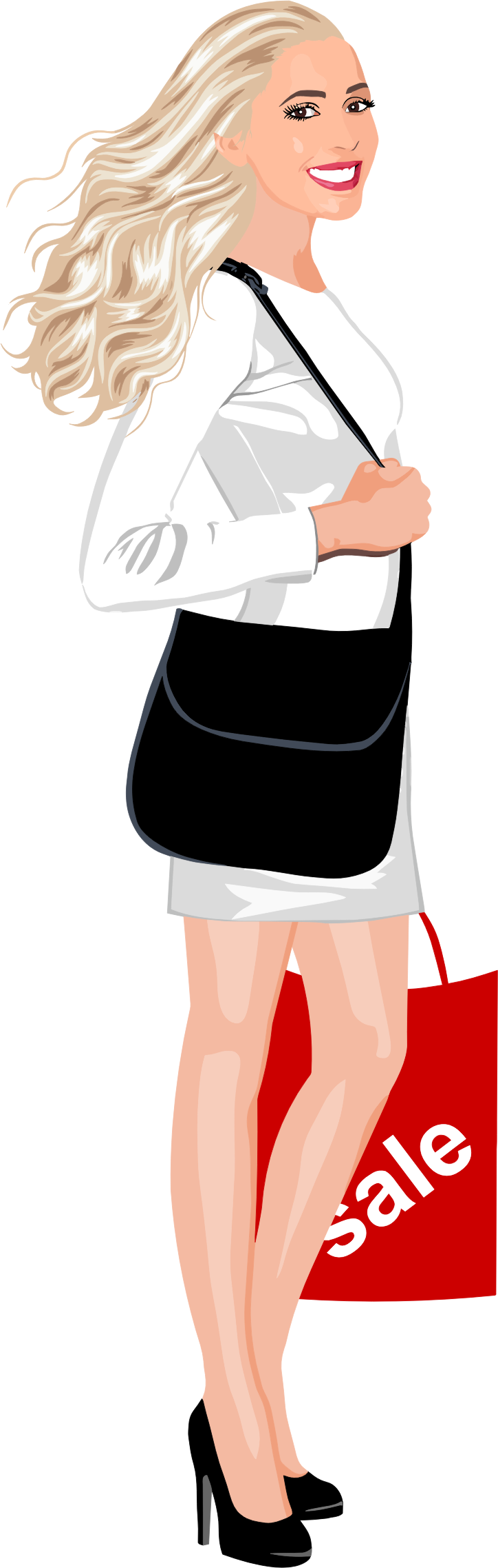 Shopping Woman - Clip Art Girl Shopping Transparent (724x2274)