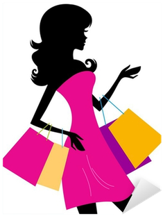 Woman Shopping Silhouette Isolated On White Sticker - Woman Shopping Silhouette (400x400)