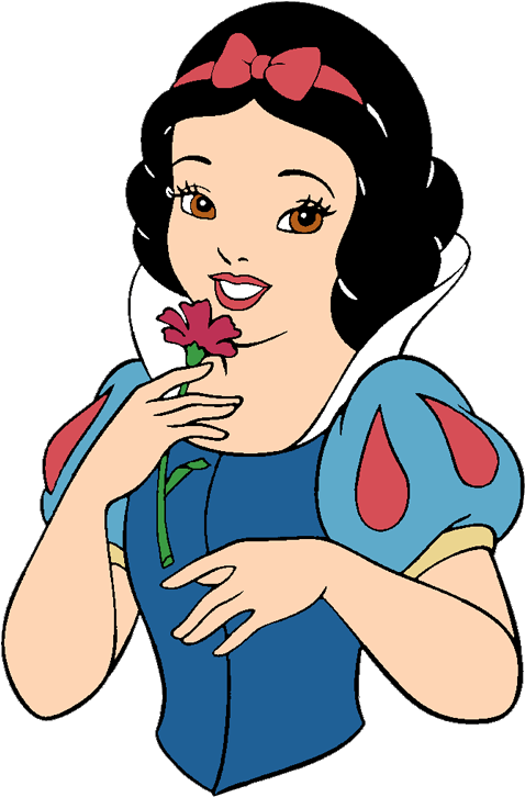 Snow White Clipart Flower - Snow White Holding A Flower (500x746)