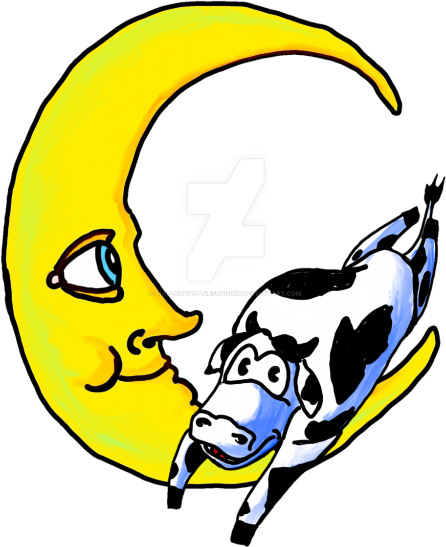 Free Cartoon Cow Jumping - Digital Art (1024x1348)