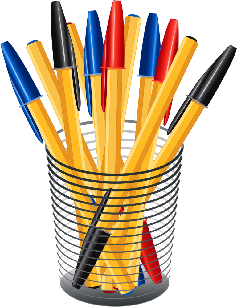 Metal Cup With Pens Png Clip Art 1271 Clipart Of Pen - Pens Clipart Png (790x1024)