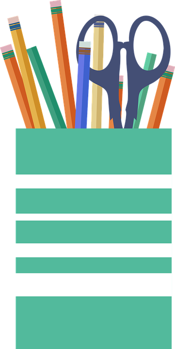 Paper And Pencil Clipart - Scissors And Pencils Png (361x720)