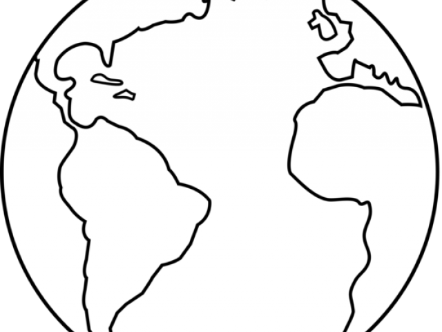 Planets Clipart Kid Png - Earth Png Black And White (640x480)
