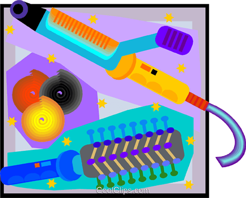 Curling Instrumentos De Cabelo Livre De Direitos Vetores - Curling Instrumentos De Cabelo Livre De Direitos Vetores (480x387)