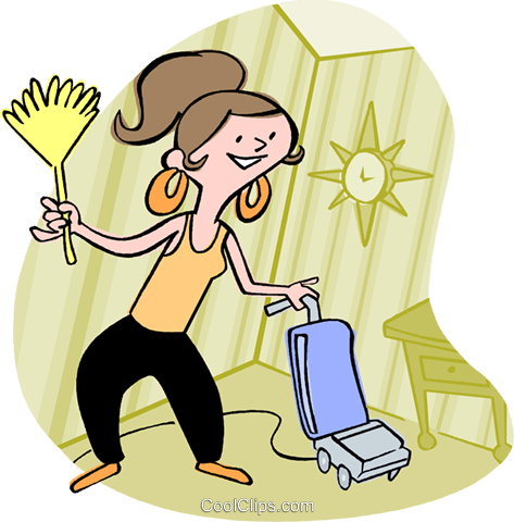 Woman Housecleaning Royalty Free Vector Clip Art Illustration - Clean The House (473x480)