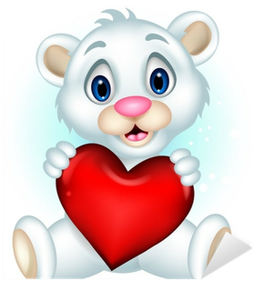 Cute Baby Polar Bear Posing With Heart Love Sticker - Polar Bear (400x400)