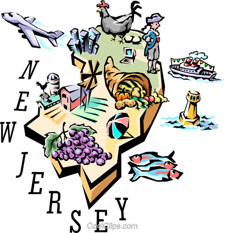 New Jersey Vignette Map Royalty Free Vector Clip Art - Funny New Jersey Sayings (464x480)