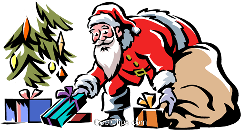Santa Putting Presents Under The Tree Royalty Free - Santa Putting Presents Under The Tree (480x260)