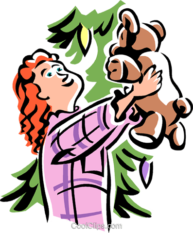 Child Hugging Her New Teddy Bear Royalty Free Vector - Child Hugging Her New Teddy Bear Royalty Free Vector (397x480)