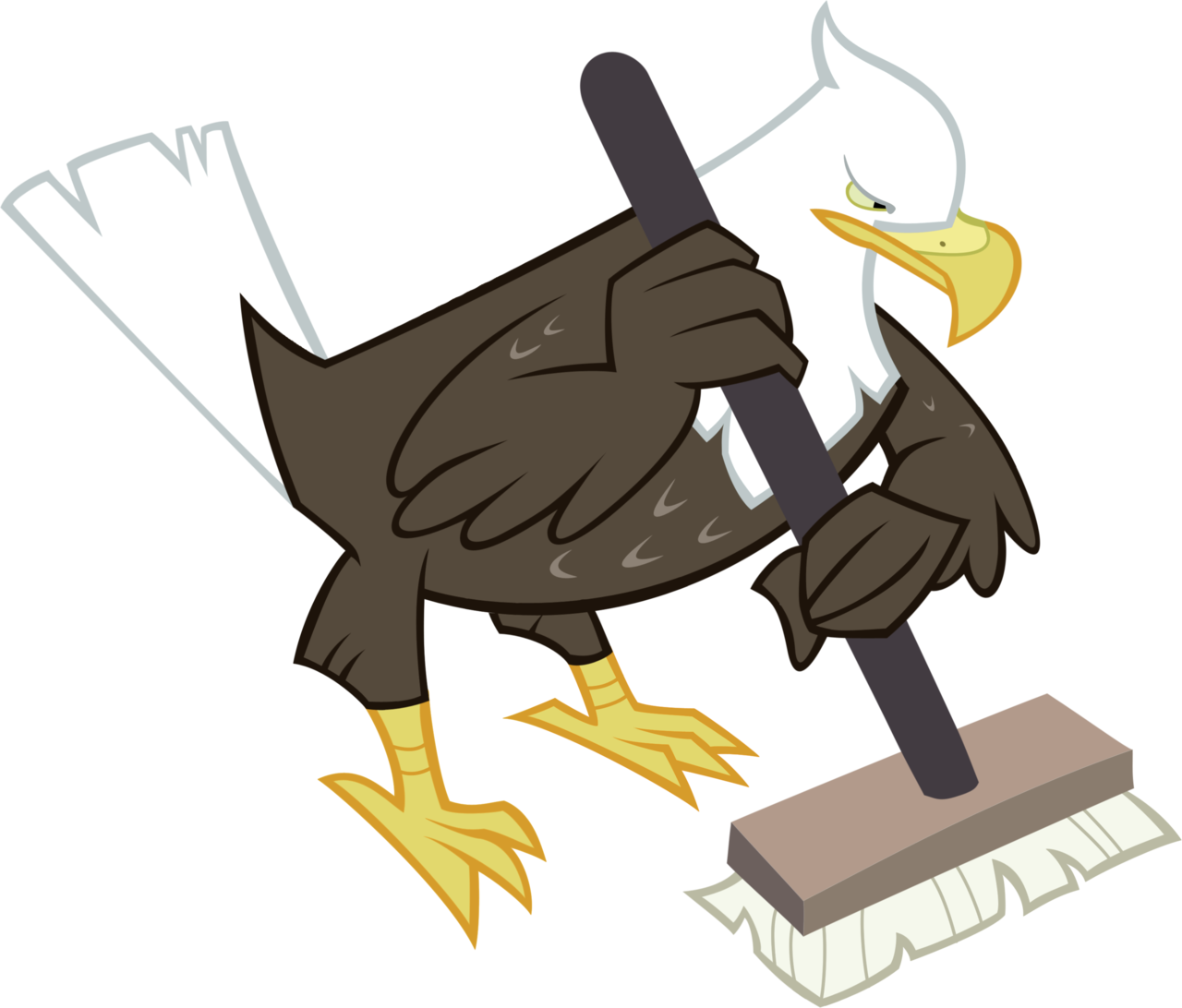 Eagle With Curling Broom By Knight725 - Cartoon (1280x1092)