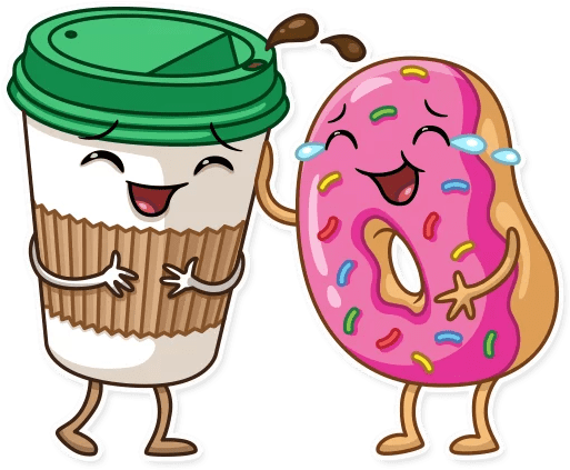 “donut And Coffee” Stickers Set For Telegram - Donut And Coffee Stickers (512x512)